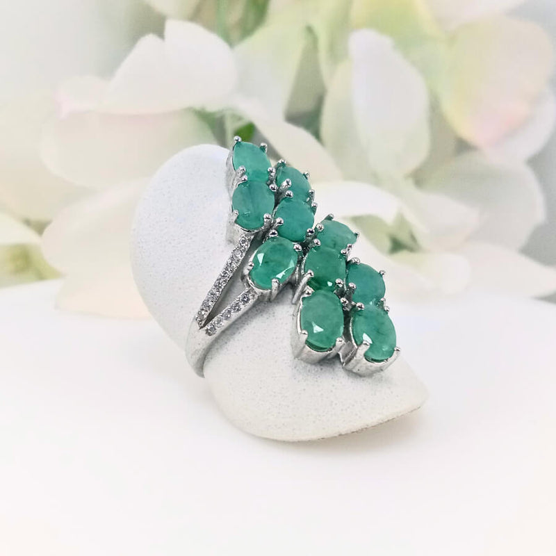 Authentic 925 sterling silver emerald ring for women