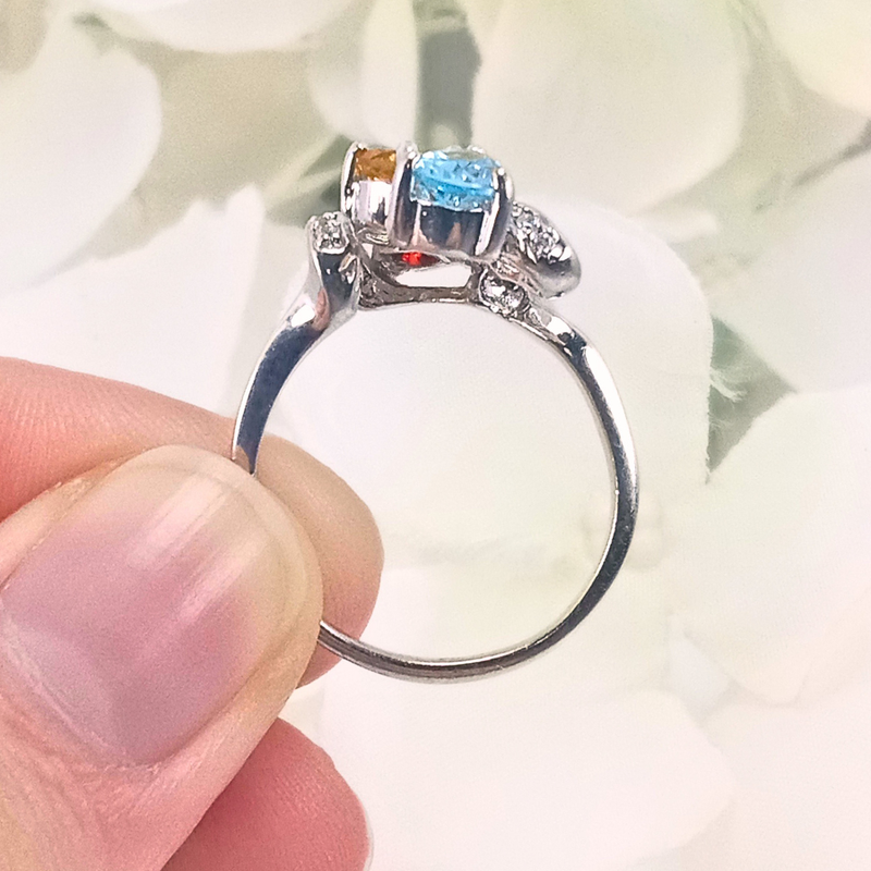 Swirling Ring - Garnet, Peridot, Blue Topaz & Citrine