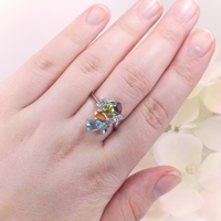 Swirling Ring - Garnet, Peridot, Blue Topaz & Citrine