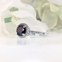 Front view of Women's Scarlet Passion Deep Red Garnet Ring in 925 Sterling Silver featuring a round crimson garnet gem in a sleek
