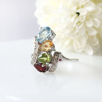 Swirling Ring - Garnet, Peridot, Blue Topaz & Citrine