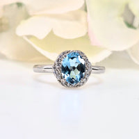 Authentic 925 sterling silver topaz ring for women, featuring a bright blue gemstone. High-quality, original design symbolizing wisdom and healing. Perfect for weddings, parties, and as a November birthstone gift