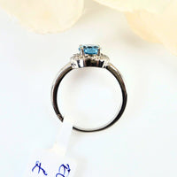 Perspective view of Authentic 925 sterling silver topaz ring for women