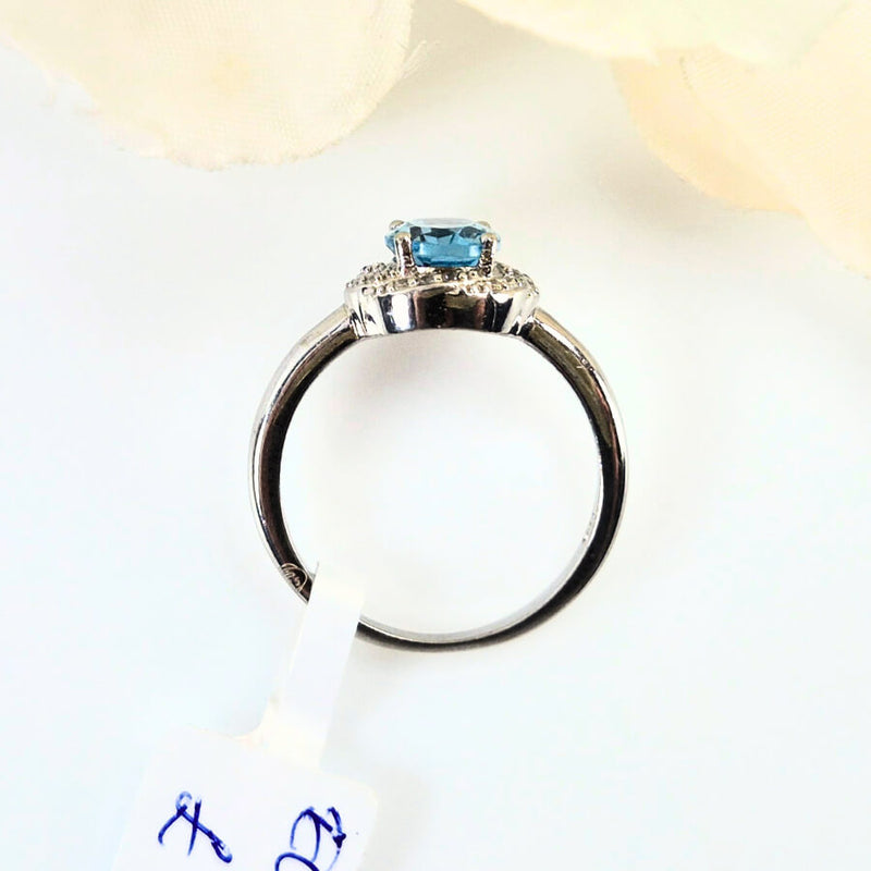 Perspective view of Authentic 925 sterling silver topaz ring for women