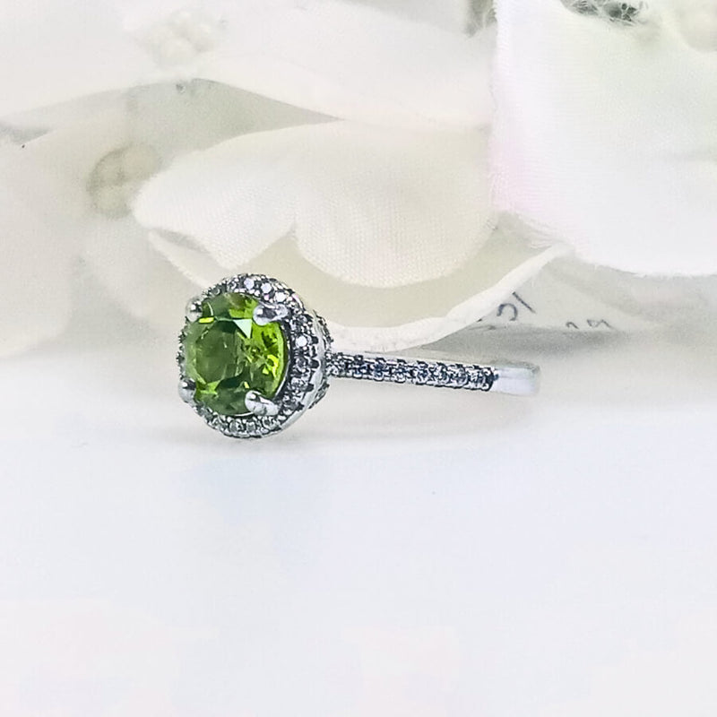 Close-up view of the Lush Lime Peridot Ring