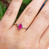 Marquise Dreams Ring in real natural original Ruby in 925 silver for birthstone