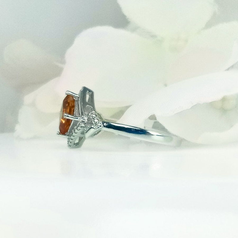 Half Front View of the Dazzling Citrine Ring in 925 Sterling Silver for Women