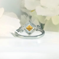 Side View of the Dazzling Citrine Ring in 925 Sterling Silver for Women