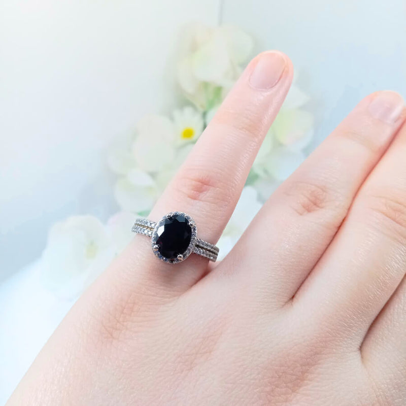 Perspective View of Authentic 925 sterling silver garnet ring for women
