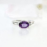 Lavender Dreams Ring in real natural original purple Amethyst in 925 silver for birthstone, party, or casual wear. light weight, delicate, dainty designer jewellery