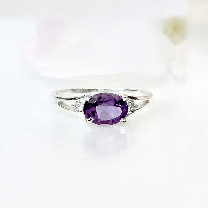 Lavender Dreams Ring in real natural original purple Amethyst in 925 silver for birthstone, party, or casual wear. light weight, delicate, dainty designer jewellery
