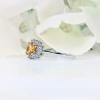 Front view of yellow citrine women’s ring in high-quality 925 sterling silver