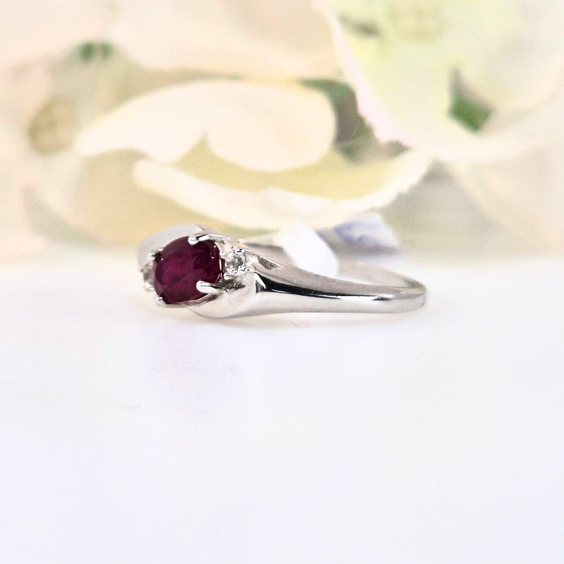 Authentic 925 sterling silver ruby ring for women