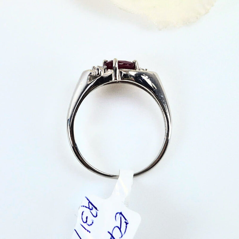 Authentic 925 sterling silver ruby ring for women with a deep red gemstone