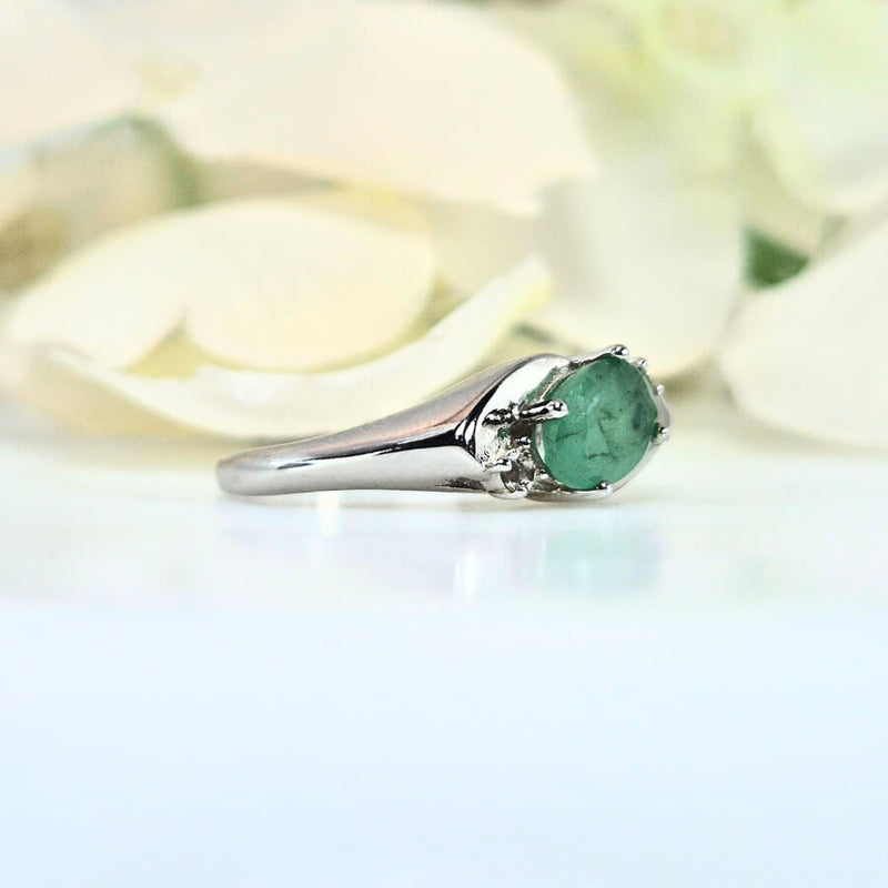Authentic 925 sterling silver emerald ring for women