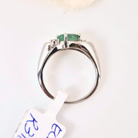 Authentic 925 sterling silver emerald ring for women with a deep green gemstone