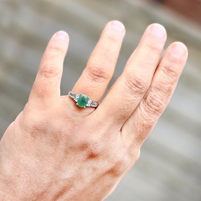 Green Goddess Ring - Emerald in real natural original Emerald in 925 silver for birthstone