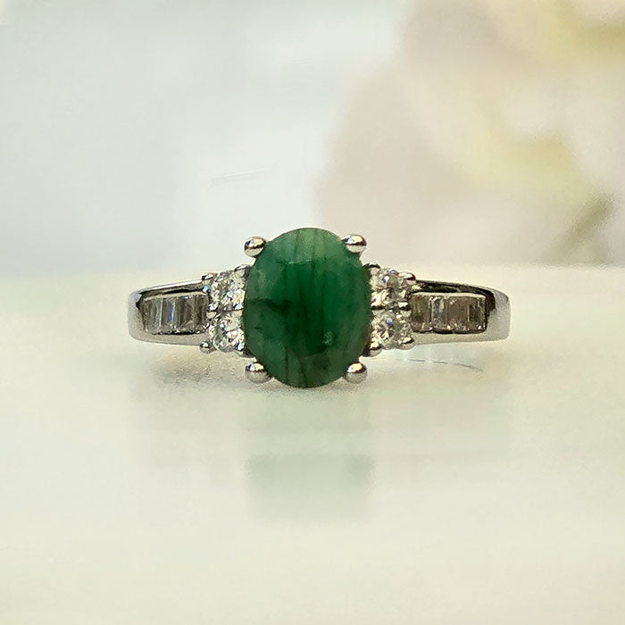 Green Goddess Ring - Emerald in real natural original Emerald in 925 silver for birthstone, party, or casual wear. light weight, delicate, dainty designer jewellery