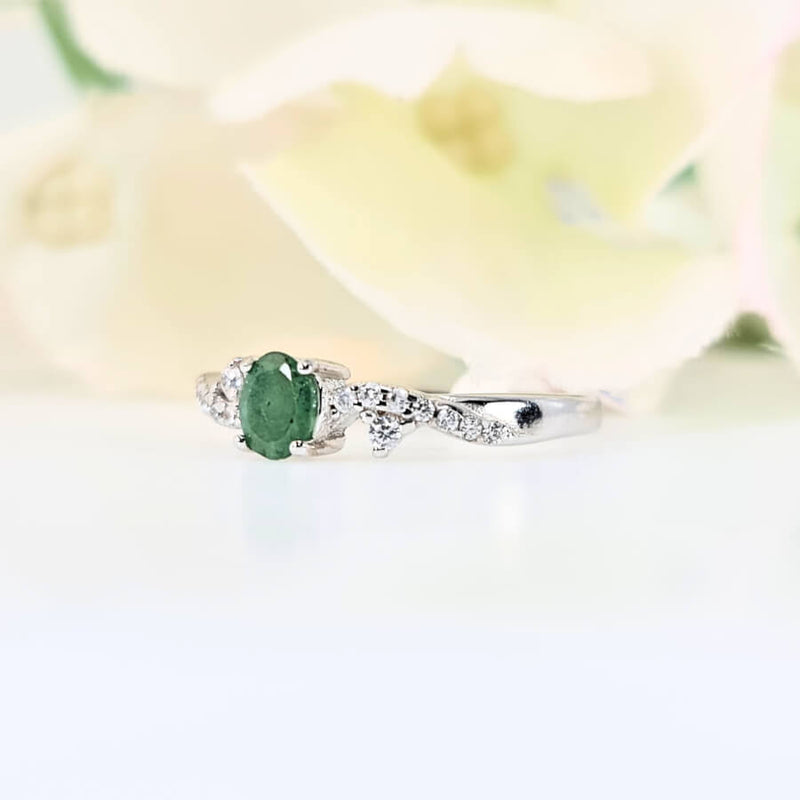 Authentic 925 sterling silver emerald ring for women