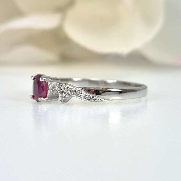 Velvet Ruby Ring in real natural original Ruby in 925 silver for birthstone
