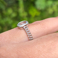 Cuban Link Ring in original and authentic Aquamarine in 925 silver for birthstone