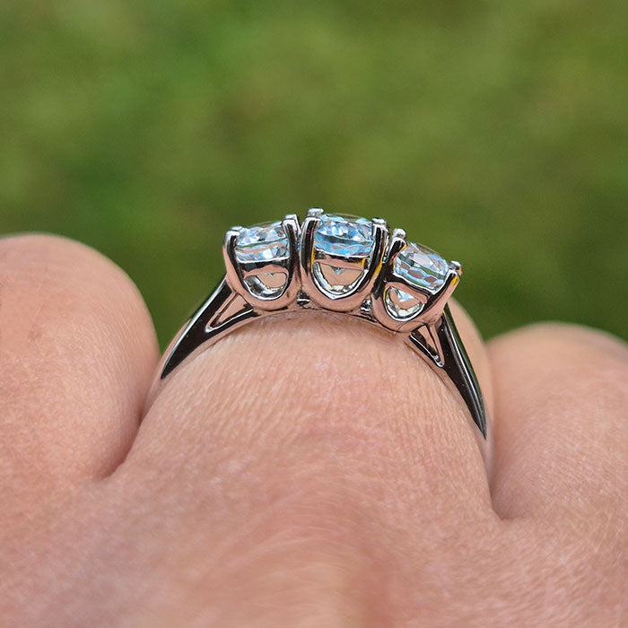 Trio Ring in original and authentic Aquamarine in 925 silver for birthstone