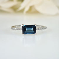  Sublime Beauty Ring in original and authentic  - London Blue Topaz in 925 silver for birthstone, party, or casual wear. lightweight, delicate, dainty designer jewelry