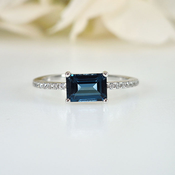  Sublime Beauty Ring in original and authentic  - London Blue Topaz in 925 silver for birthstone, party, or casual wear. lightweight, delicate, dainty designer jewelry