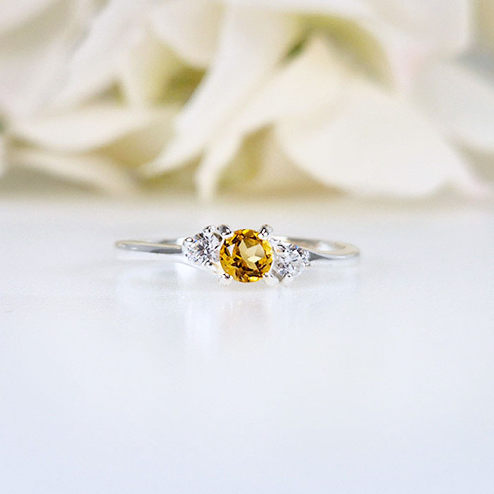 Citrine Stackable Ring in 925 silver for birthstone, party, or casual wear. lightweight, delicate, dainty designer jewelry