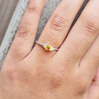 Citrine Stackable Ring in 925 silver for birthstone