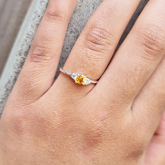 Citrine Stackable Ring in 925 silver for birthstone