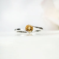 Golden Swirl Ring in real natural original citrine  in 925 silver with twisted band design for birthstone, party, or casual wear. light weight, delicate, dainty designer jewellery.