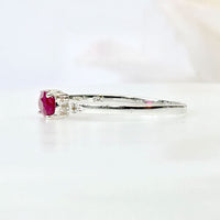 Gem of Passion Ring in real natural original  ruby flanked by diamonds on the sides in 925 silver for birthstone