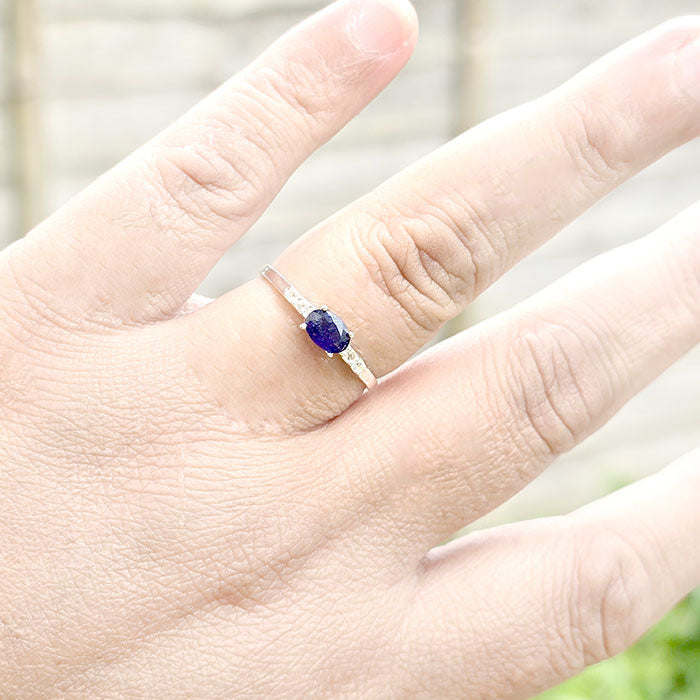 Ethereal Blue Ring in real natural original Blue Sapphire in 925 silver for birthstone