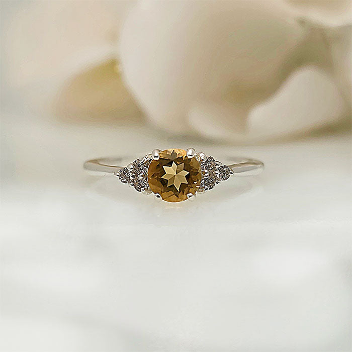 Celestial Spark Ring in real natural original Citrine in 925 silver for birthstone, party, or casual wear. light weight, delicate, dainty designer jewellery

