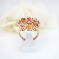 Prehnite  & Tourmaline and high-quality silver with rose gold plating for birthstone