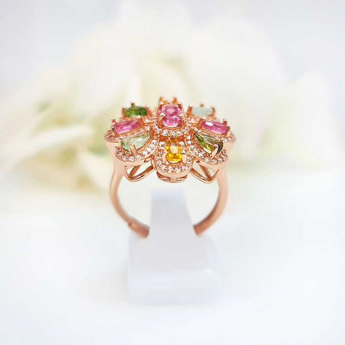 Prehnite  & Tourmaline and high-quality silver with rose gold plating for birthstone