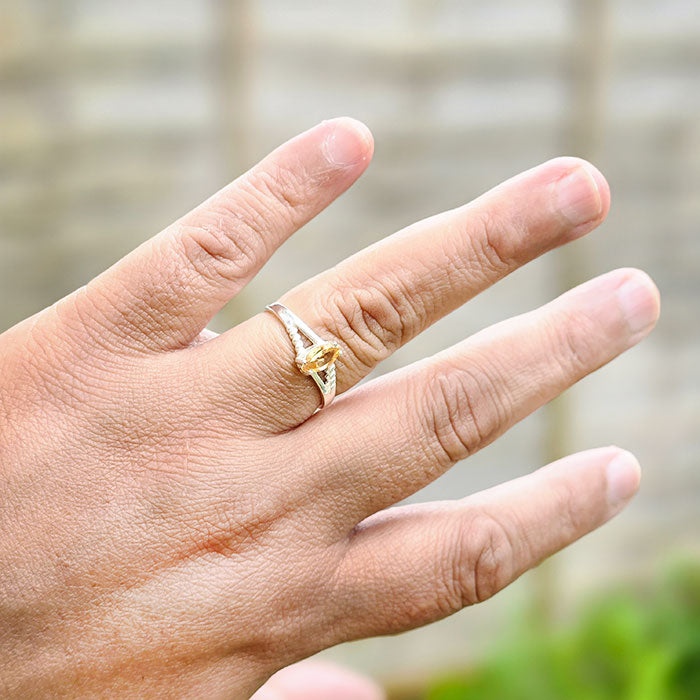 Citrus Dream Ring in real natural original citrine in 925 silver for birthstone