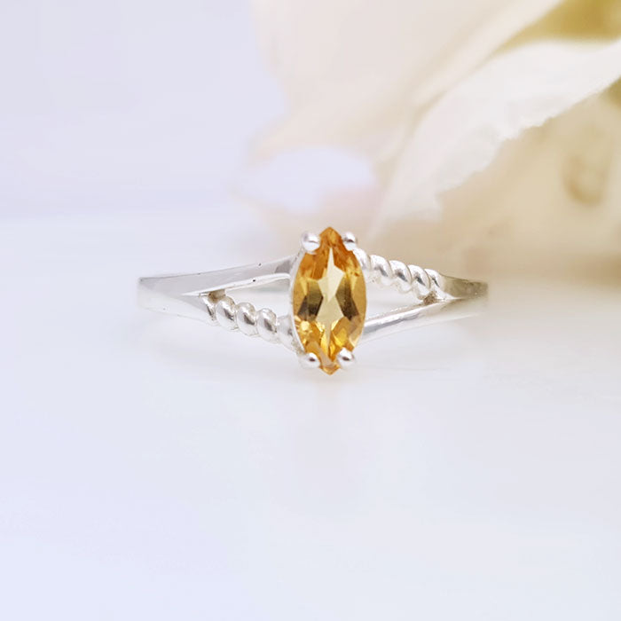 Citrus Dream Ring in real natural original citrine in 925 silver for birthstone, party, or casual wear. light weight, delicate, dainty designer jewellery
