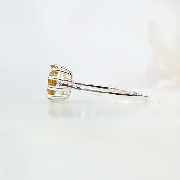 Citrine Majesty Ring  in real natural original citrine  in 925 silver in prong design for birthstone