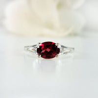 Fiery Garnet Ring in real natural original garnet in 925 silver for birthstone, party, or casual wear. lightweight, delicate, dainty designer jewelry