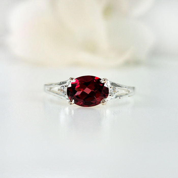 Fiery Garnet Ring in real natural original garnet in 925 silver for birthstone, party, or casual wear. lightweight, delicate, dainty designer jewelry