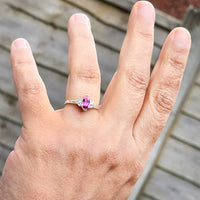 Marquise Meadow Ring in real natural original Tourmaline in 925 silver with diamonds on either side for birthstone