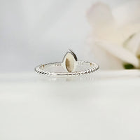 Yellow marquise shape real natural original citrine ring in 925 silver with twisted band design for birthstone