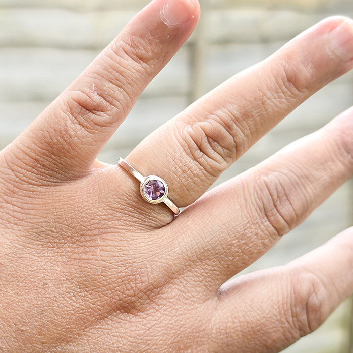 Amethyst Aurora Ring in real natural original Amethyst in 925 silver for birthstone