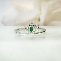 Garden of Glamour Ring in real natural original Emerald in 925 silver for birthstone