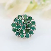 Emerald Bloom Ring in original Emerald for birthstone, party, and casual wear. lightweight, delicate, dainty designer jewelry.