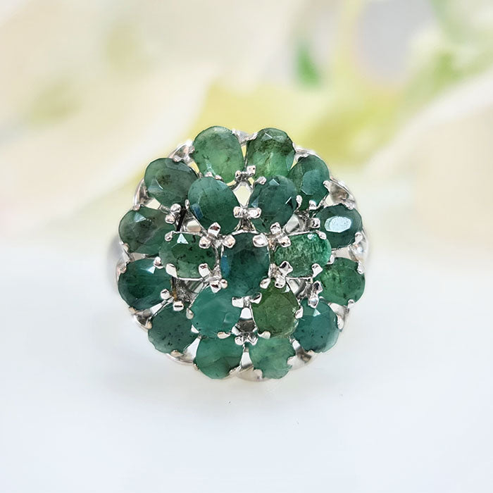 Celestial Emerald Ring in authentic and original Emerald in high quality silver for birthstone, party, or casual wear. lightweight, delicate, dainty designer jewelry.