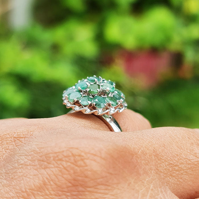 Celestial Emerald Ring in authentic and original Emerald in high quality silver for birthstone