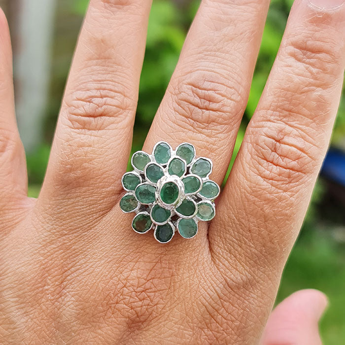 Emerald Lotus Radiance Ring in original Emerald for birthstone